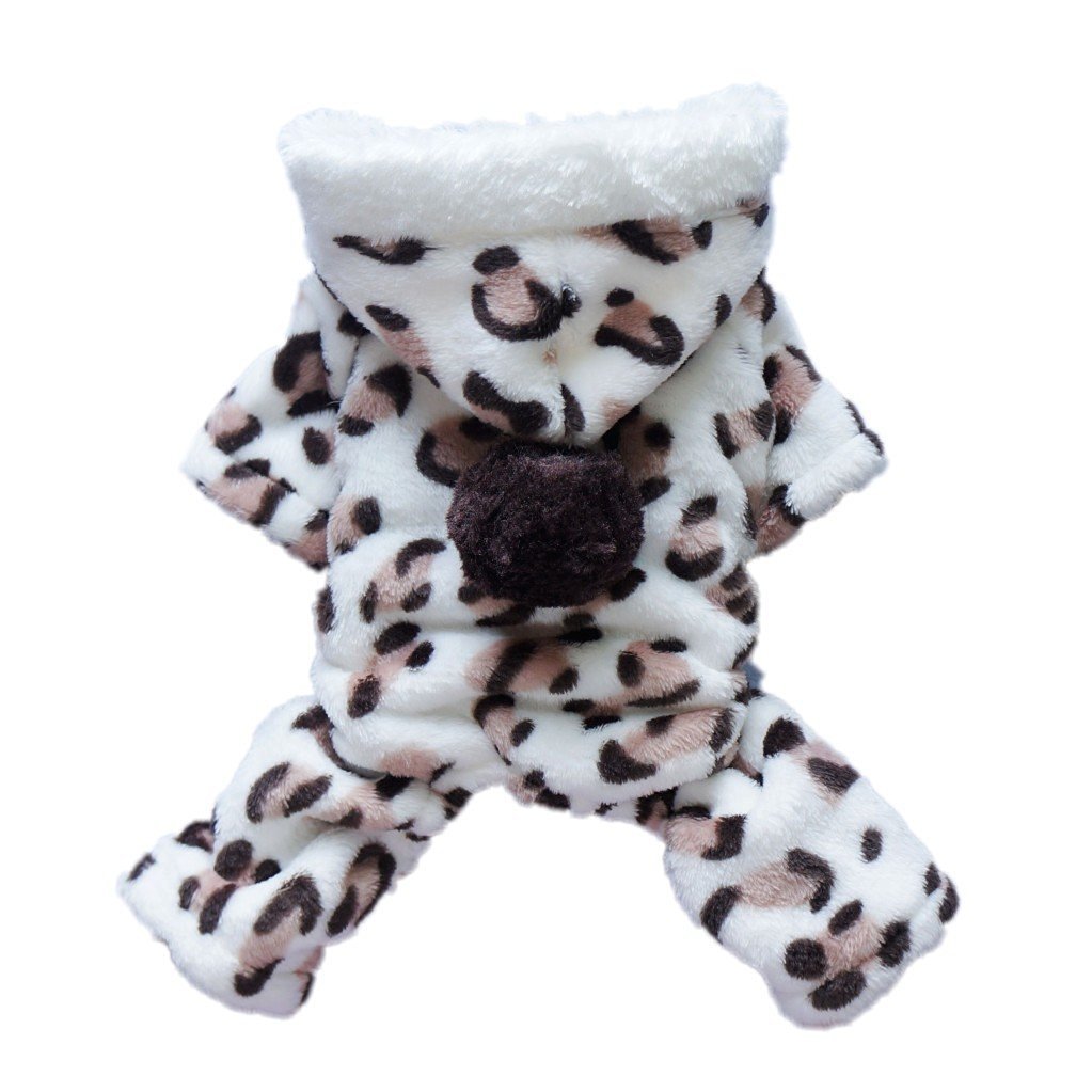 PetParty® Adorable Leopard Print Dog Hoodie - Soft & Cozy Winter Dog Coat for Small Dogs (XS) - Perfect for Outdoor Walks & Cold Weather Protection