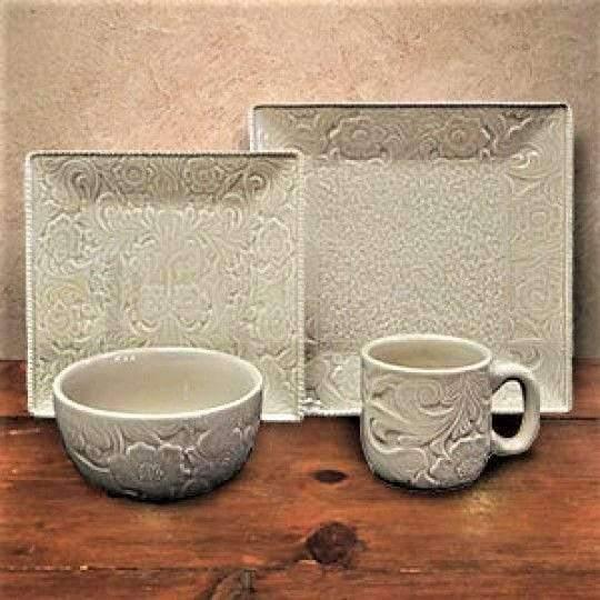 Premium Embossed Taupe Dinnerware Set - 16-Piece Porcelain Tableware for Elegant Dining, Dishwasher & Microwave Safe - Perfect for Dinner Parties, Holidays & Everyday Use