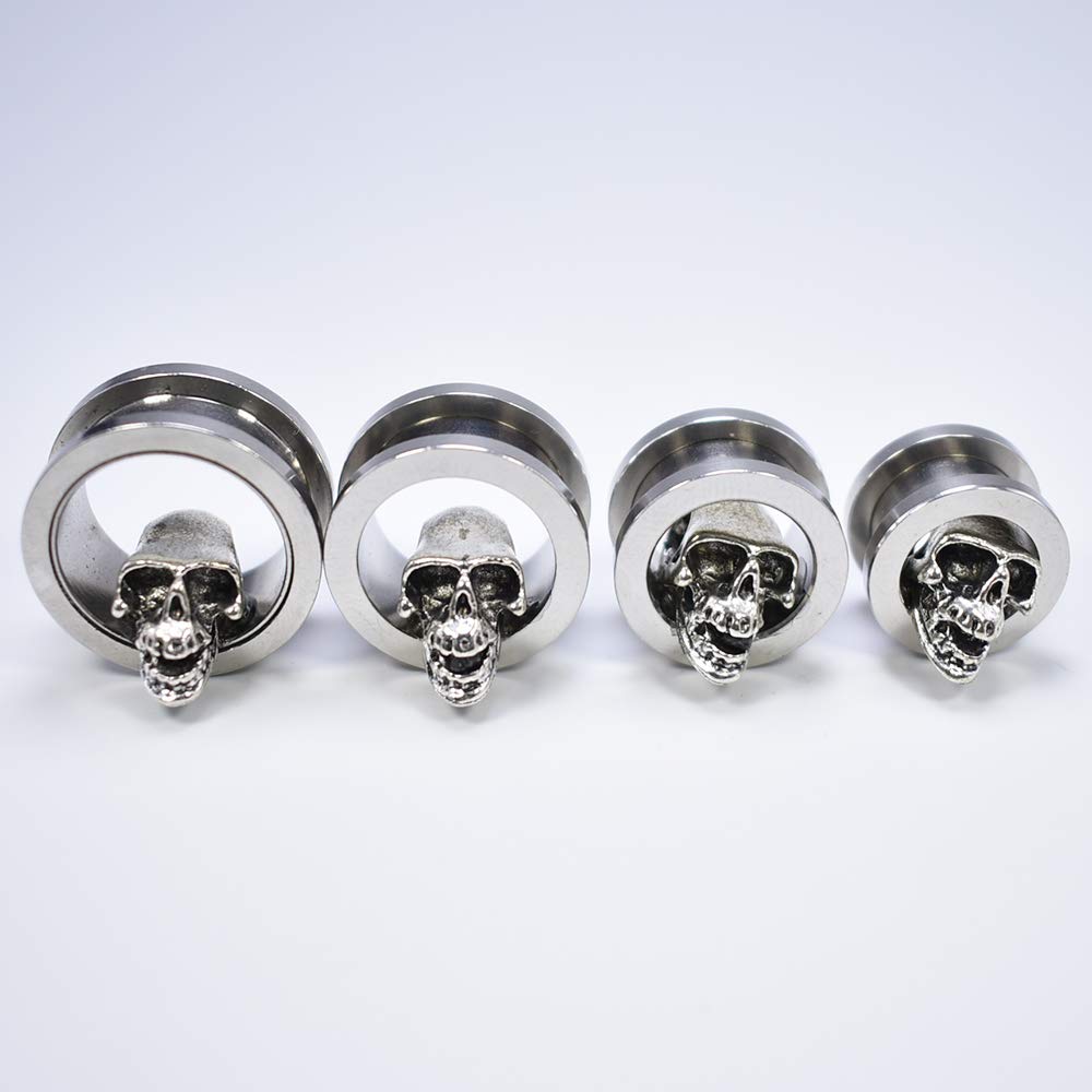 3D Skull Ear Tunnels and Plugs - 8-24mm 2Pcs Ear Stretching Expander for Piercing - Perfect for Gauging, Body Modification and Alternative Fashion Styles