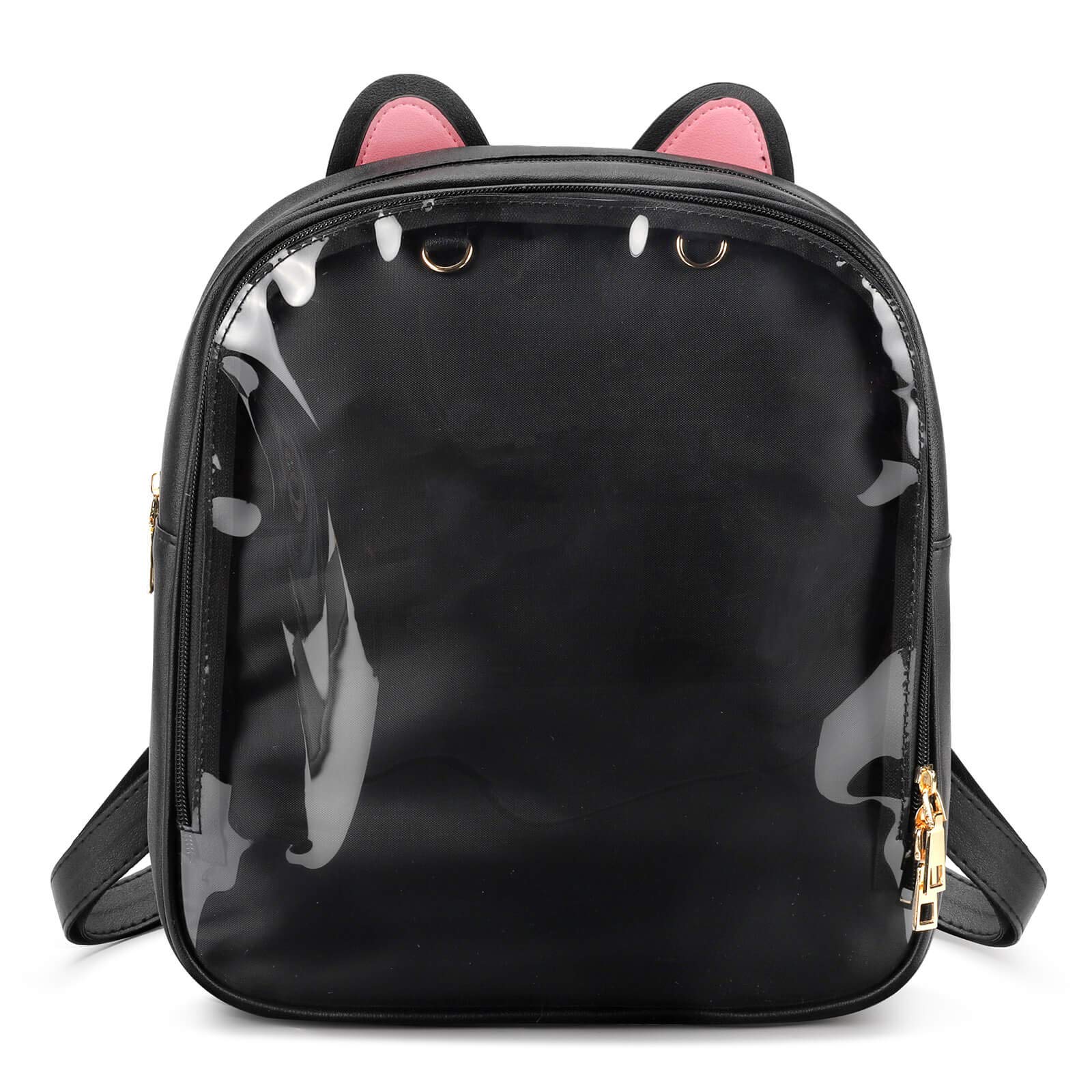 STEAMEDBUN Anime Ita Bag Backpack with Clear Insert Pocket - Cat Ears Pin Display Backpack for Collectors | Perfect for Cosplay, Conventions & Kawaii Fashion Accessories