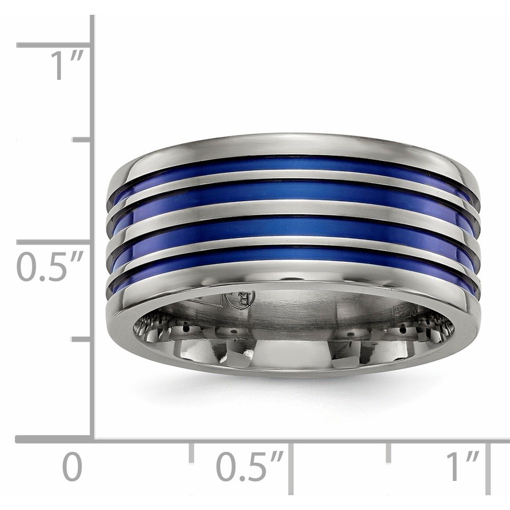 Premium Solid Titanium Men's Ring - 10mm Blue Anodized Wedding Band for Men, Durable & Hypoallergenic Jewelry Gift for Him - Perfect for Engagement, Anniversary & Everyday Wear