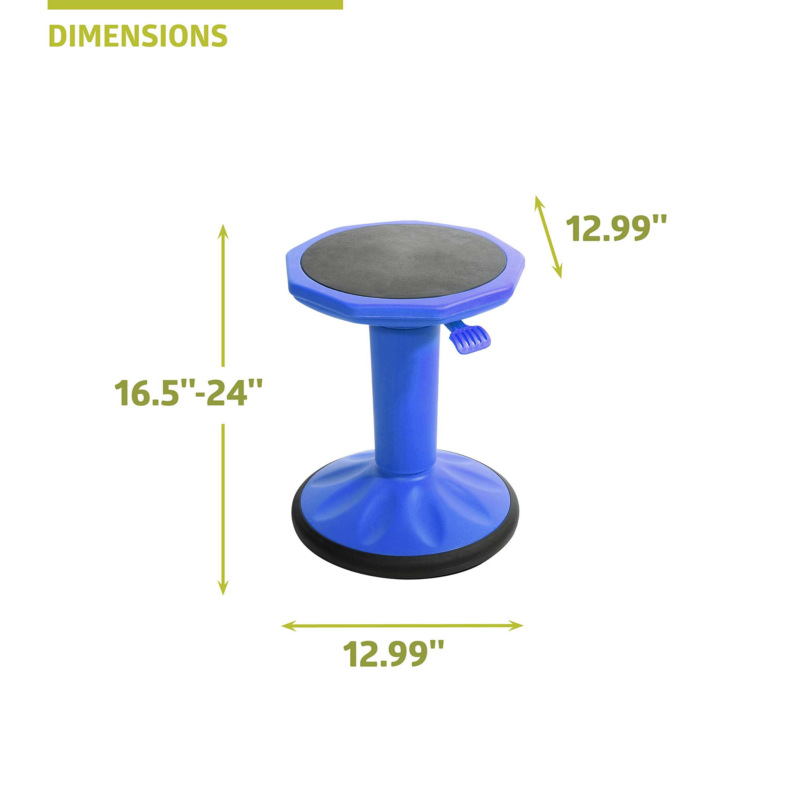 Pearington SitFree Height Adjustable Wobble Stool - Active Flexible Seating Chair for Kids & Adults - Ergonomic Office & School Chair - Blue - Perfect for Home Office, Classroom & Standing Desk Work