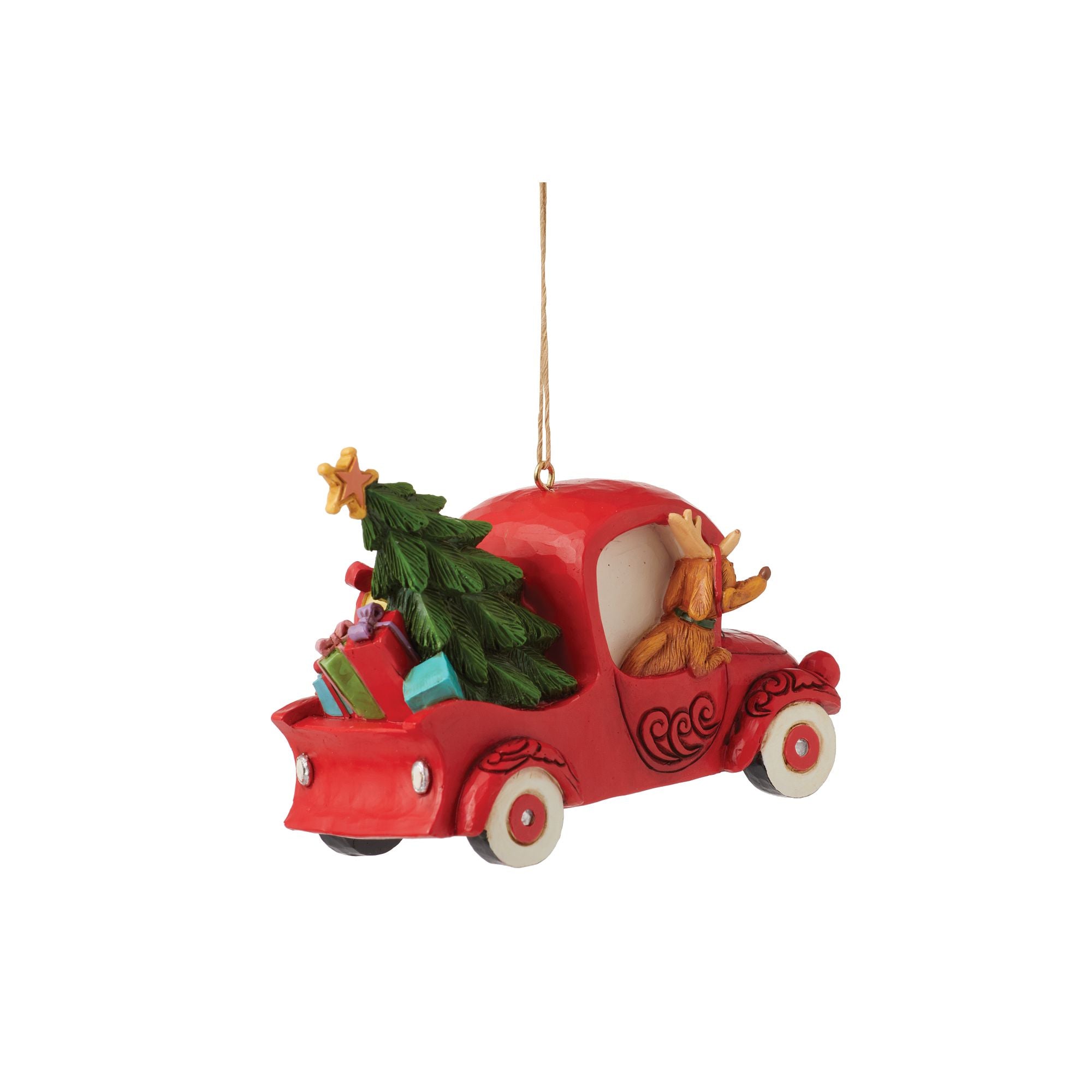 Christmas Grinch in Red Truck Ornament - Festive Holiday Decor for Tree, Home & Gifts