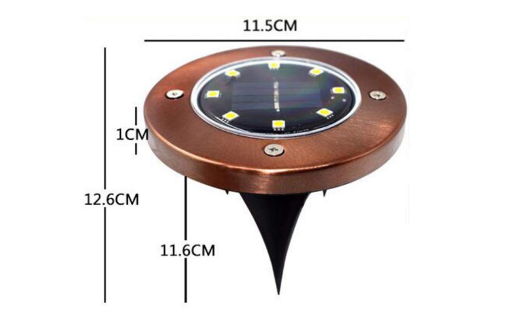 8 LED Solar Ground Lights - Waterproof Outdoor Disk Lights for Garden, Driveway, Lawn, Yard, Walkway, Pool, Patio, Deck (6 Pack, White, Copper/Bronze Finish) - Perfect for Landscape Lighting & Nighttime Safety