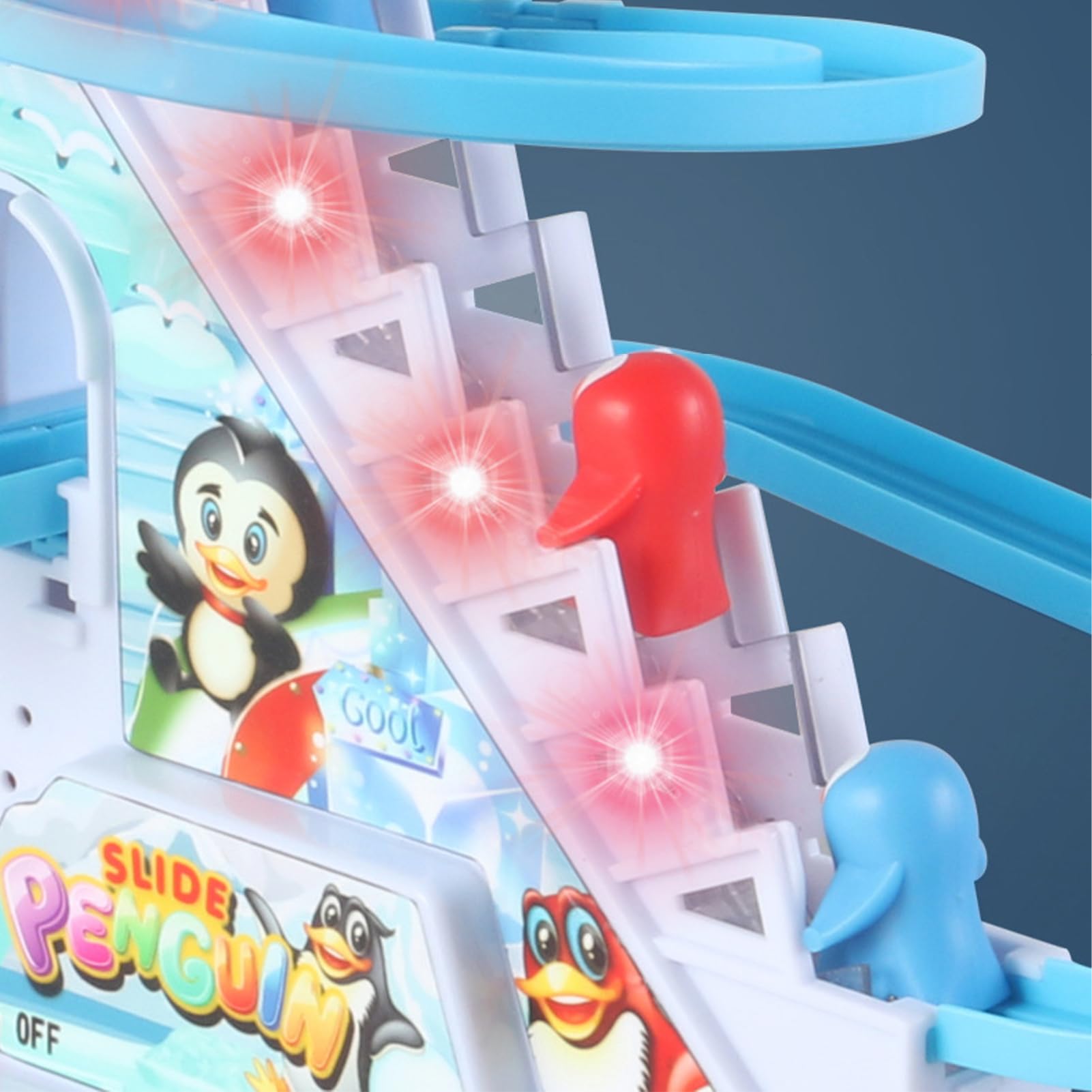 Penguin Race Track Game Set with Colorful LED Lights & Fun Sounds - Interactive Roller Coaster Toy for Toddlers (6 Penguins) - Perfect for Birthday Gifts, Preschool Learning & Family Game Nights