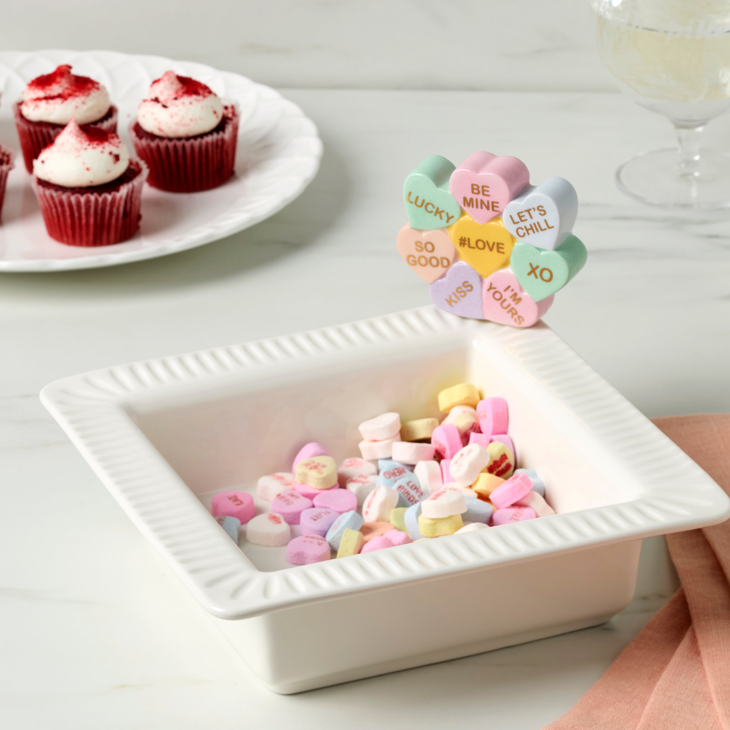 Premium Square Bowl & Heart Candy Set - Perfect for Party Favors, Wedding Decor, and Sweet Treat Displays