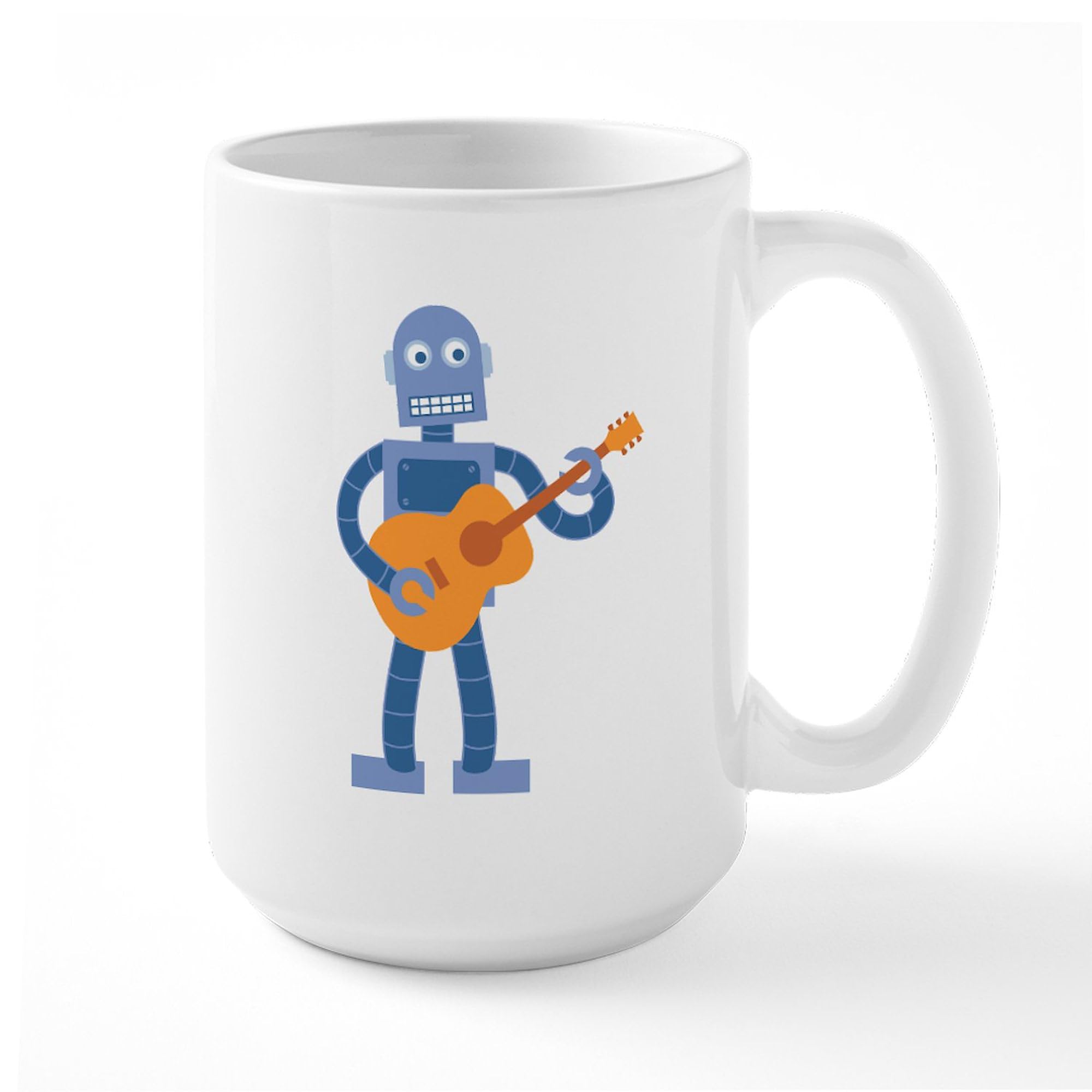 Guitar Robot Large 15 oz (444 ml) Ceramic Coffee Mug - Perfect for Music Lovers & Office Use