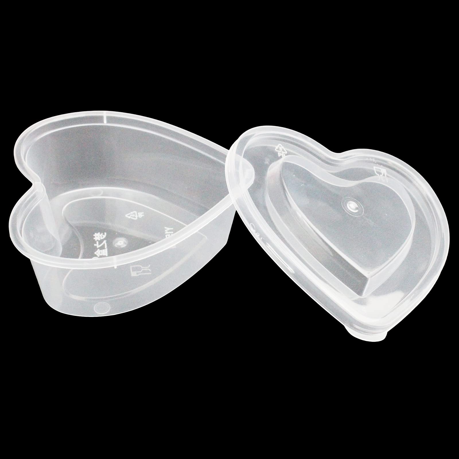 36-Piece 5 oz Heart-Shaped Slime Storage Containers - Clear Plastic Box with Lids for DIY Crafts, Kids' Sensory Play & Party Favors