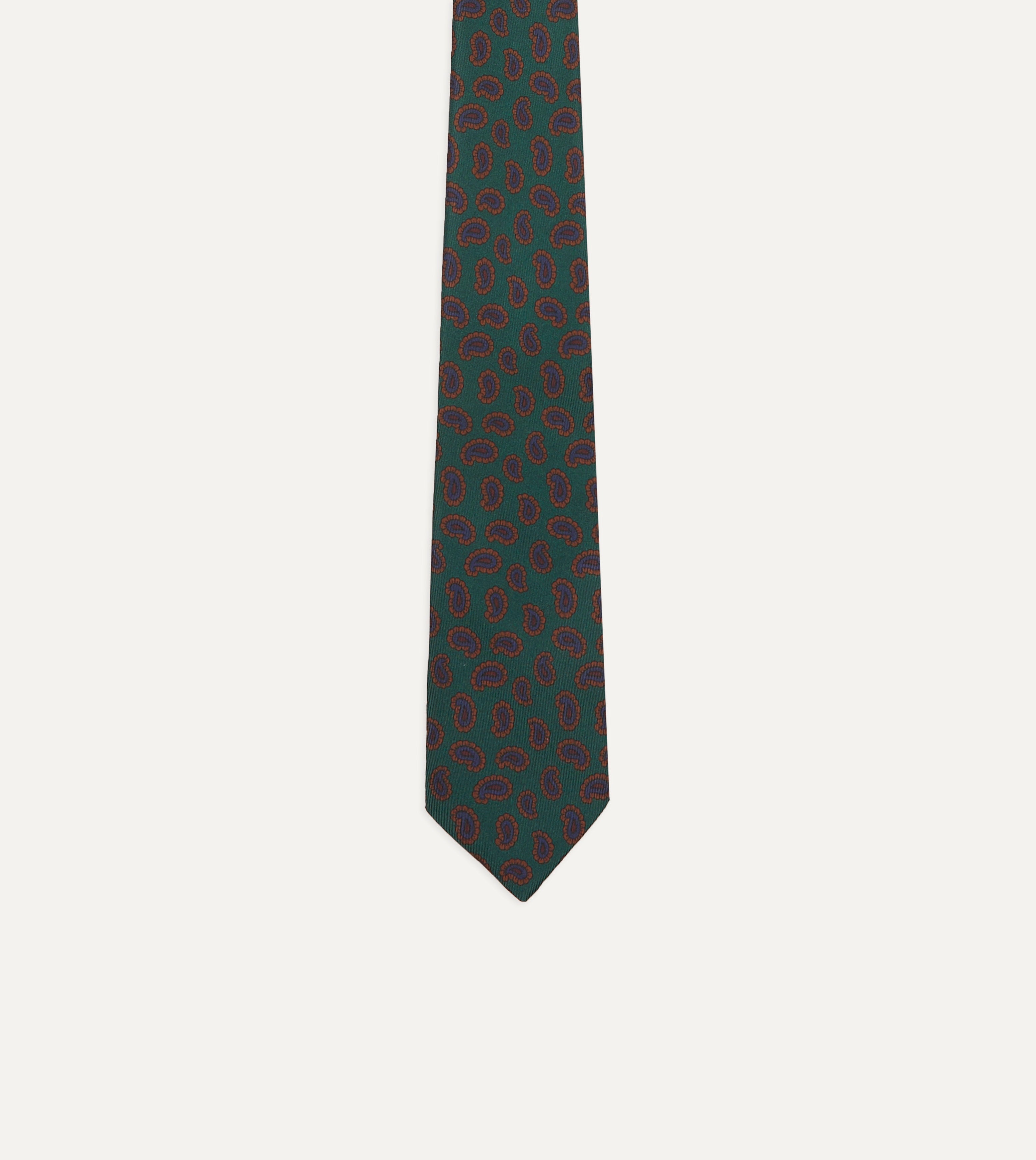 Elegant Green Paisley Leaf Print Silk Necktie - Hand Rolled Luxury Tie for Weddings, Business & Formal Occasions