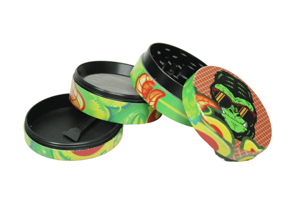 Premium Gorilla Sativa Herb Grinder 55mm 4 Piece - Durable Zinc All Metal Spice Crusher with Pollen Catcher for Grinding Herbs, Spices & Tobacco - Perfect for Home Use, Travel & Outdoor Adventures