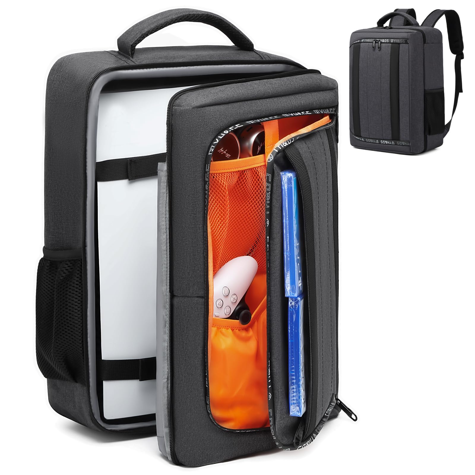 PS5 Travel Backpack - Waterproof Protective Carrying Case for 17.3’’ Laptop, Game Controllers & Accessories with Multiple Pockets | Perfect for Gaming Travel, Commuting & Outdoor Adventures