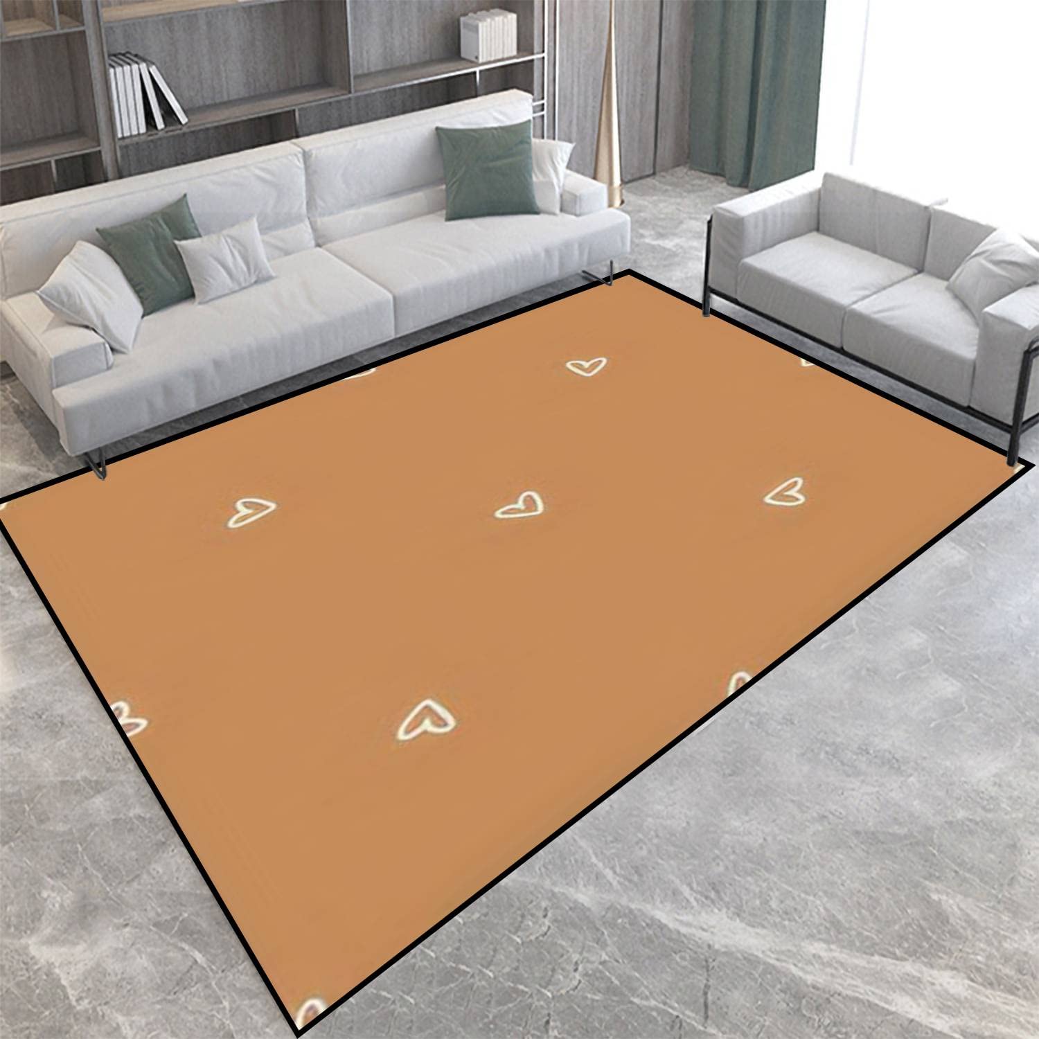 Gender Neutral Love Heart Area Rug - Non-Slip Soft 2-Tone Seamless Carpet for Living Room, Bedroom & Kids Room | Whimsical Romantic Floor Mat, Yoga Mat & Home Decor for Indoor/Outdoor Use