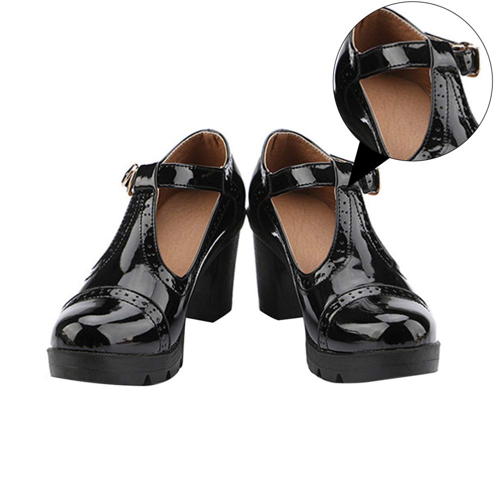 Holibanna Women's Mary Jane Shoes - Classic Platform Mid Heel Oxfords with Buckle | Comfortable Round Toe Dress Shoes for Work, Office & Formal Occasions