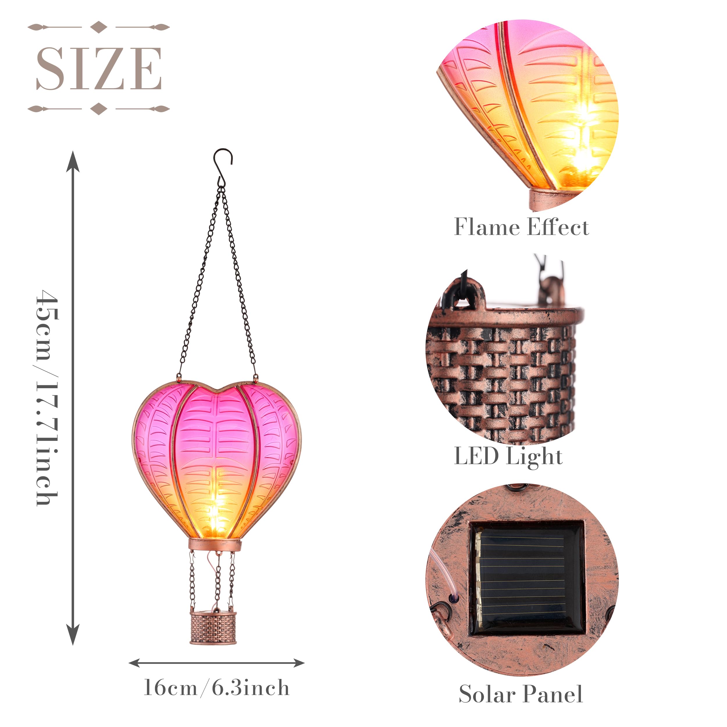 TERESA'S Collections Heart-Shaped Solar Lantern with Flickering Flame Effect - Outdoor Hanging Solar Lights for Garden, Patio, Wedding & Anniversary Decor - Romantic Ambiance Solar-Powered Decoration