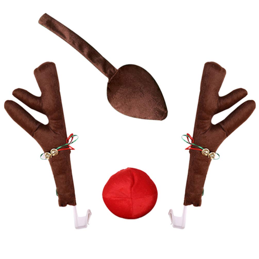 VICASKY Christmas Car Decoration Kit - Reindeer Auto Accessories, Rudolph Car Kit with Jingle Bells for Holiday Vehicle Costume | Perfect for Christmas Parades, Holiday Parties & Festive Family Road Trips