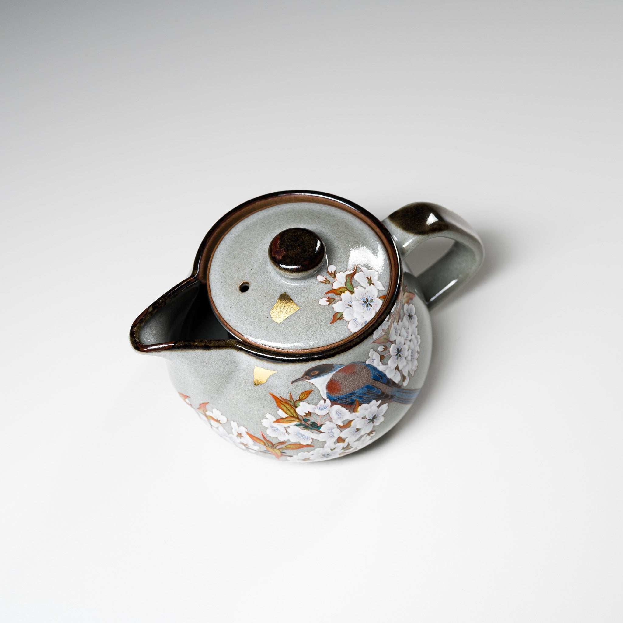 Kutani Ware Kacho Fugetsu Japanese Teapot - Handcrafted Floral & Bird Design Ceramic Tea Pot for Green Tea, Matcha & Herbal Tea - Perfect for Japanese Tea Ceremony & Home Decor