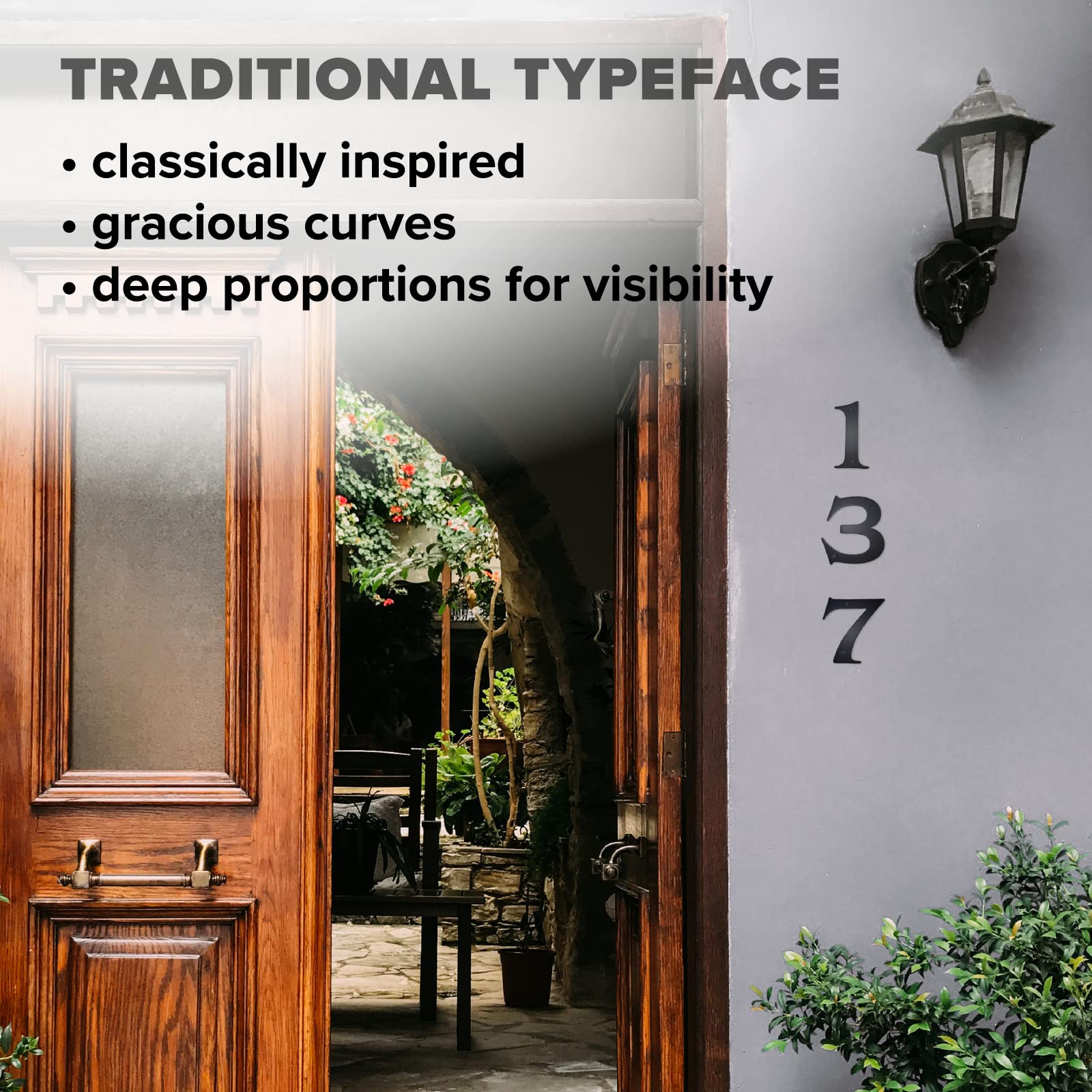 5” Powder Coated Steel Traditional House Numbers - Rust Resistant Matte Black Direct Mount Address Plaque for Home, Mailbox & Business | Durable Outdoor Signage Made in USA | Perfect for Front Door, Porch & Yard Decor