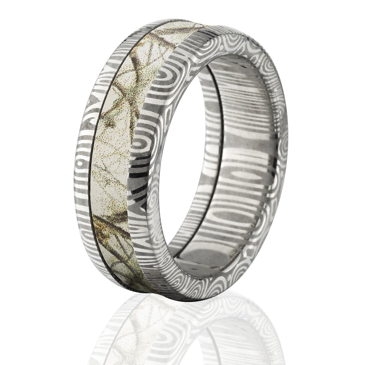 Realtree Camo Wedding Rings for Men - Genuine Damascus Steel Hunting Rings - Perfect for Outdoor Enthusiasts, Camping & Adventure Weddings