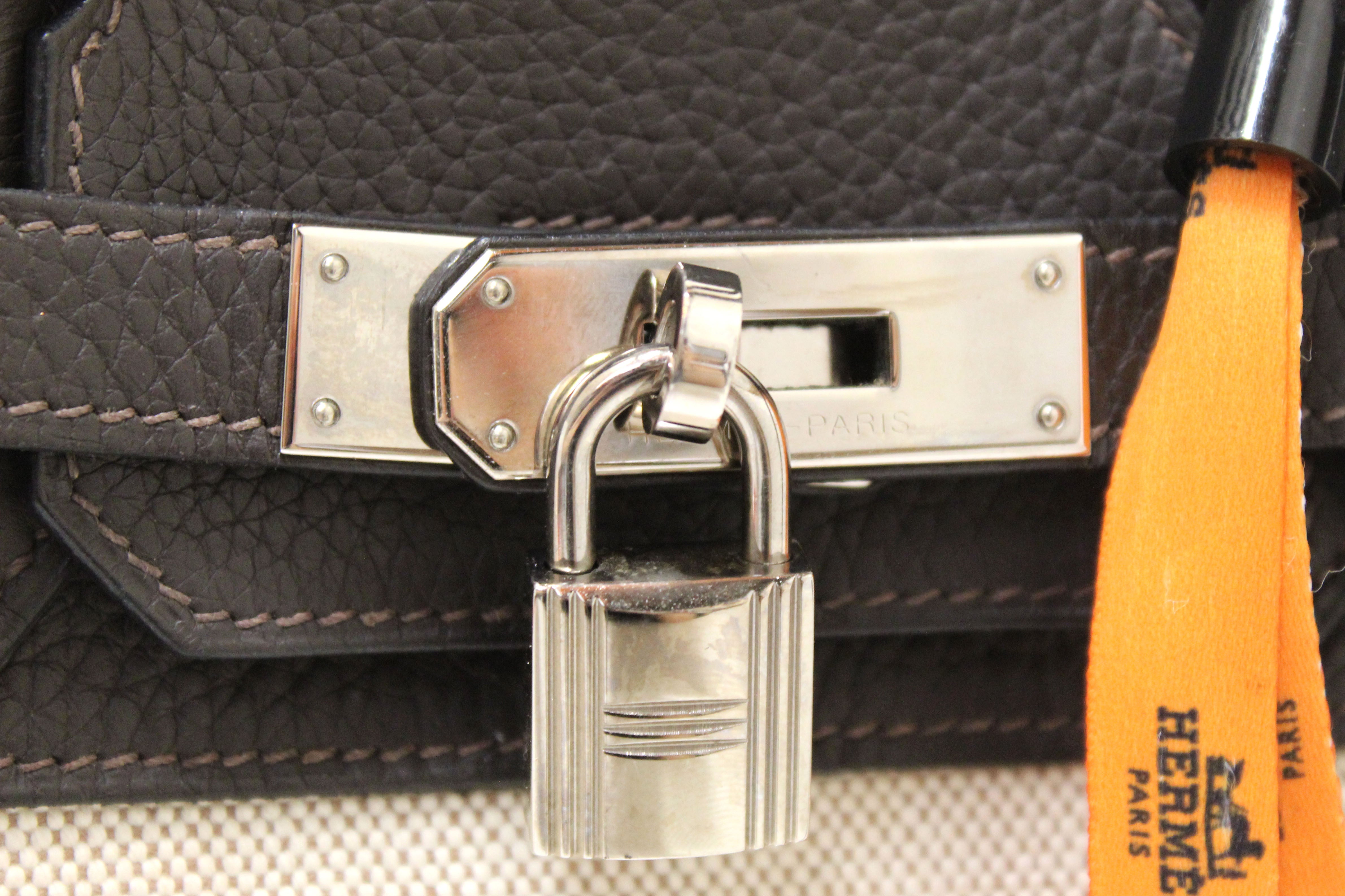 Authentic Hermes Birkin 30 Bag in Brown Togo Leather & Toile Canvas - Luxury Handbag for Women, Perfect for Work, Travel & Special Occasions