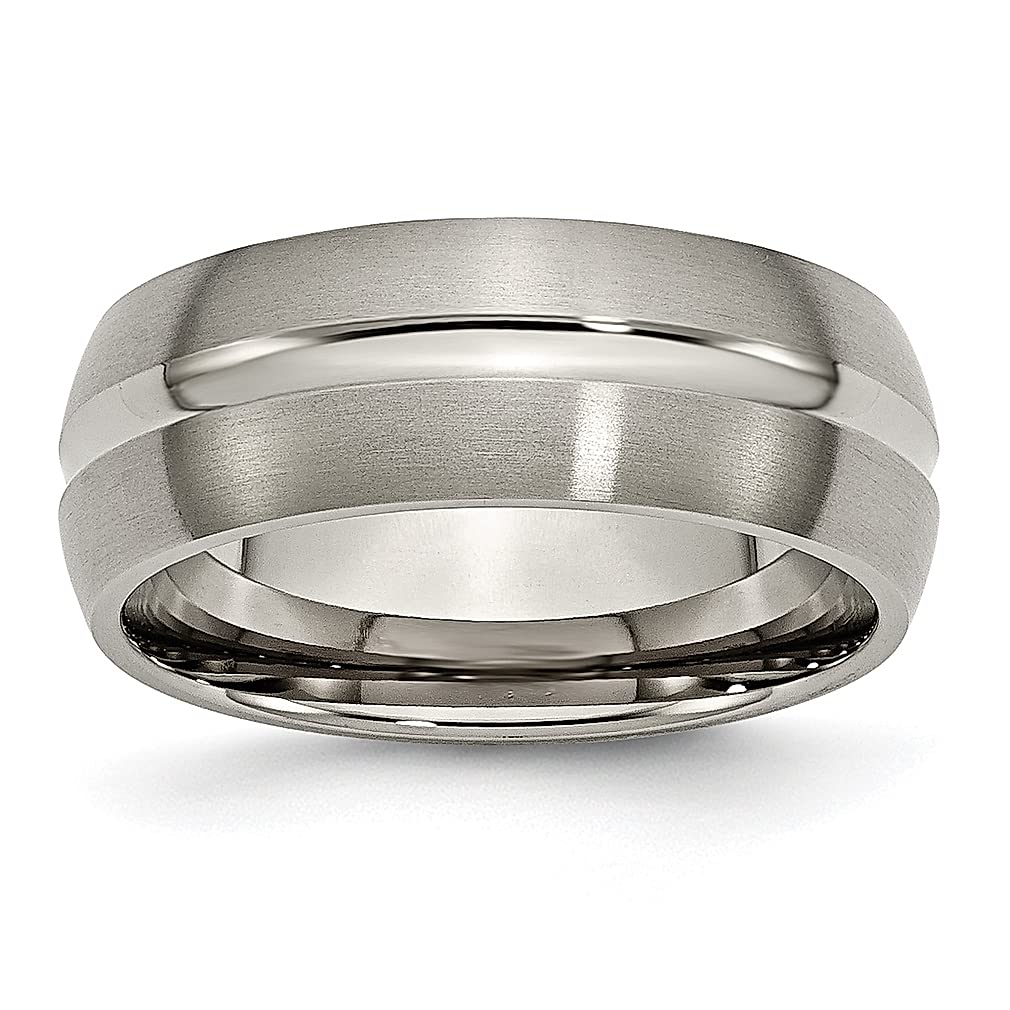 ICE CARATS Titanium Brushed 8mm Grooved Wedding Band Ring for Women - Durable & Hypoallergenic Jewelry Gift for Her - Perfect for Anniversaries, Engagements & Everyday Wear
