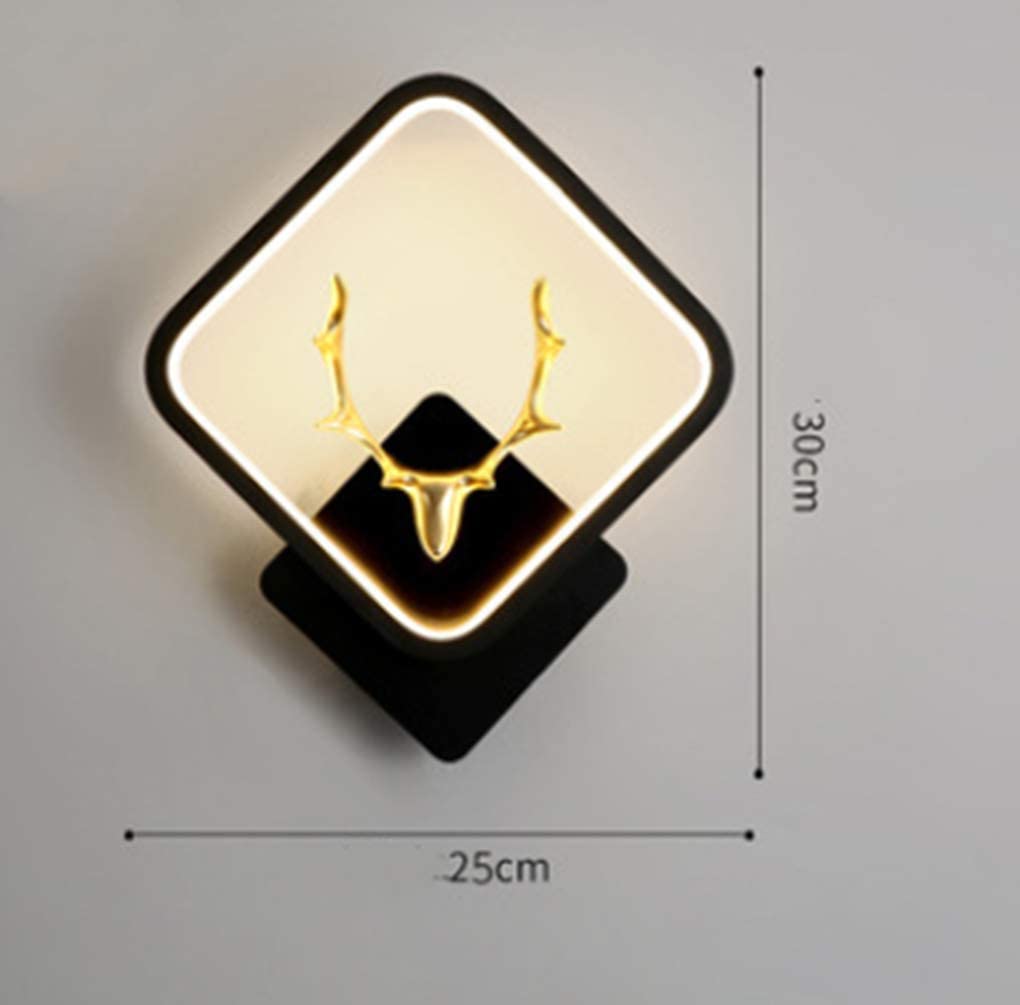 YKLL 15W LED Modern Deer Wall Light - Minimalist Iron Acrylic Sconce for Bedroom, Living Room, Hallway & Staircase - Warm White Bedside Decor Lamp - Perfect for Ambient Lighting and Home Decoration