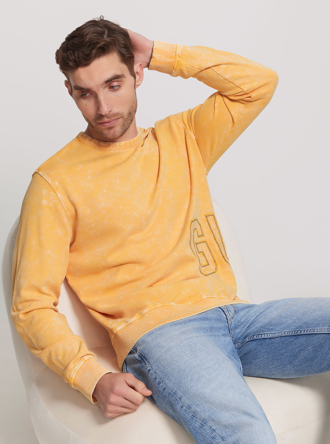 Eco-Friendly Yellow Logo Jumper Sweater - Soft Cotton Pullover for Men & Women | Perfect for Casual Wear, Outdoor Activities & Layering in Fall/Winter