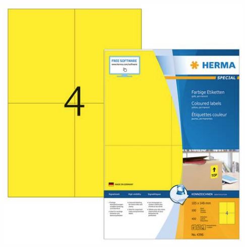 Colored A4 Labels 105 x 148 mm - Yellow Permanent Adhesive Stickers for Office, School & Home Organization (4396) - Perfect for Filing, Storage & Mailing