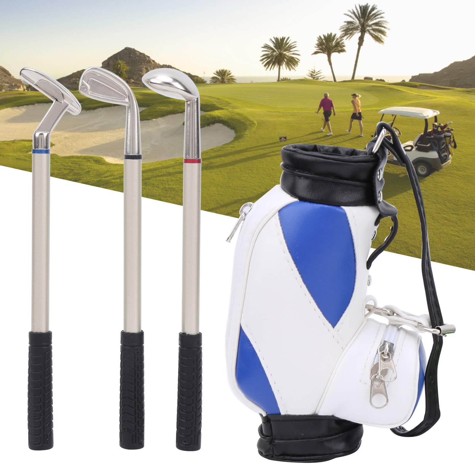 Mini Golf Bag Pen Holder with 3 Golf Club Pens - Unique Golf Gift Set for Golfers, Friends & Fans - Perfect for Office Desk, Golf Tournaments & Gag Gifts