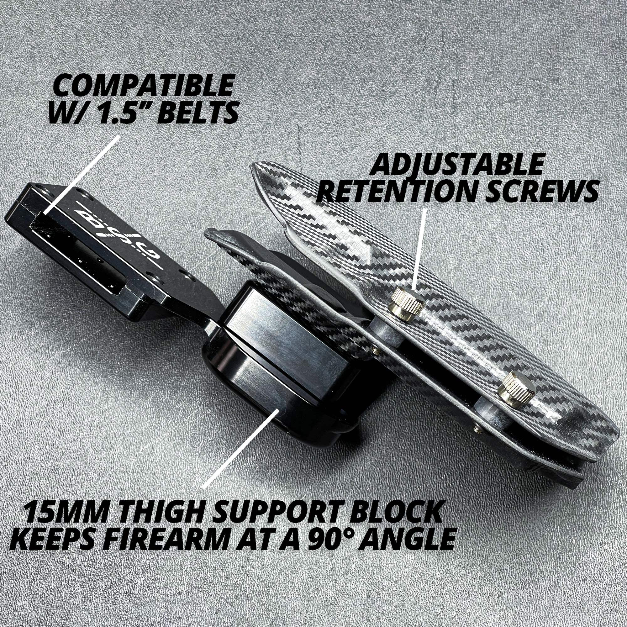 USPSA Pro Heavy Duty Carbon Fiber Holster for Black Scorpion - Black Belt Attachment Fits 2011 Full Size Pistols | Competition Shooting & Tactical Training