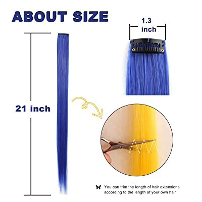 VSAKSH 24 Inch Clip-in Synthetic Hair Extensions - Rainbow Colors Straight Hairpiece for Women & Girls (Pack of 2) | Perfect for Parties, Cosplay, and Daily Styling