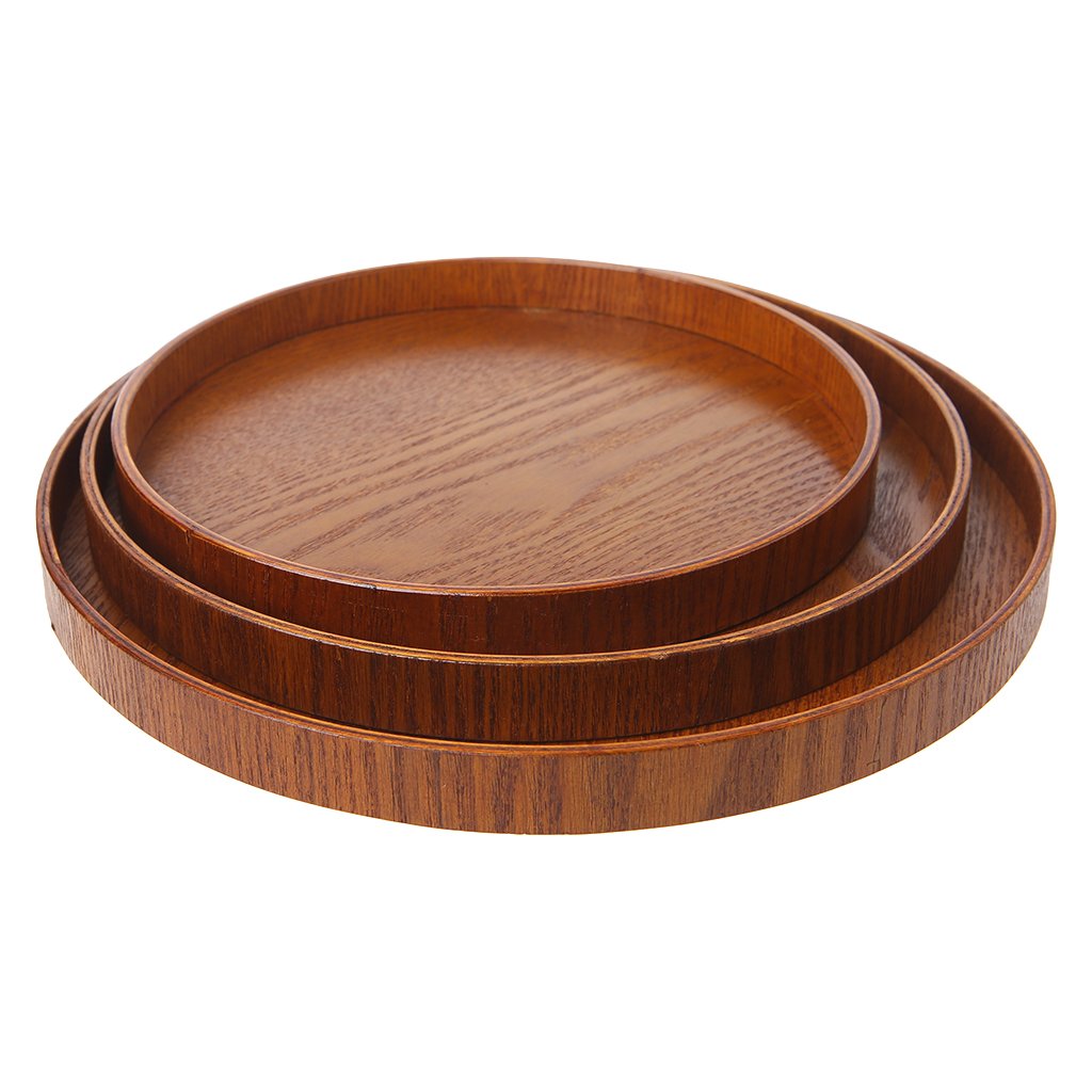 QUQUTWO Natural Wooden Round Plate - 12 Inch Serving Tray for Tea, Fruit, Bakery, Charcuterie | Rustic Brown Wood Platter for Dining, Kitchen, Party & Home Decor
