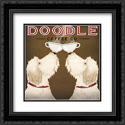15x15 Black Ornate Framed Double Matted Museum Art Print - 'Doodle Coffee Double V' by Ryan Fowler | Perfect for Home Office Decor, Living Room Wall Art & Coffee Shop Aesthetics