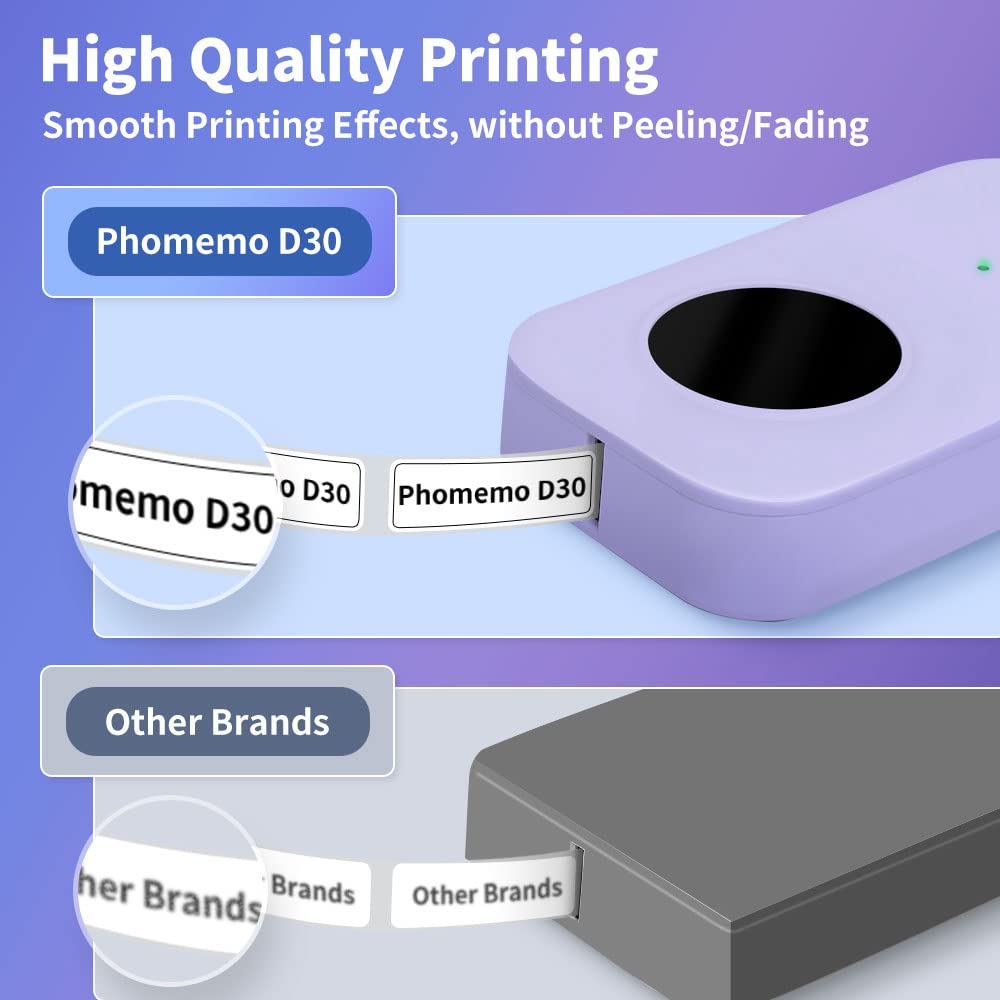 **Purple D30 Bluetooth Label Maker Machine with 4 Color Tapes (Black on Pink, Blue, Yellow, White) - Portable Handheld Sticker Printer, Rechargeable & Inkless, BPA-Free - Ideal for Home, Office & School Organization**