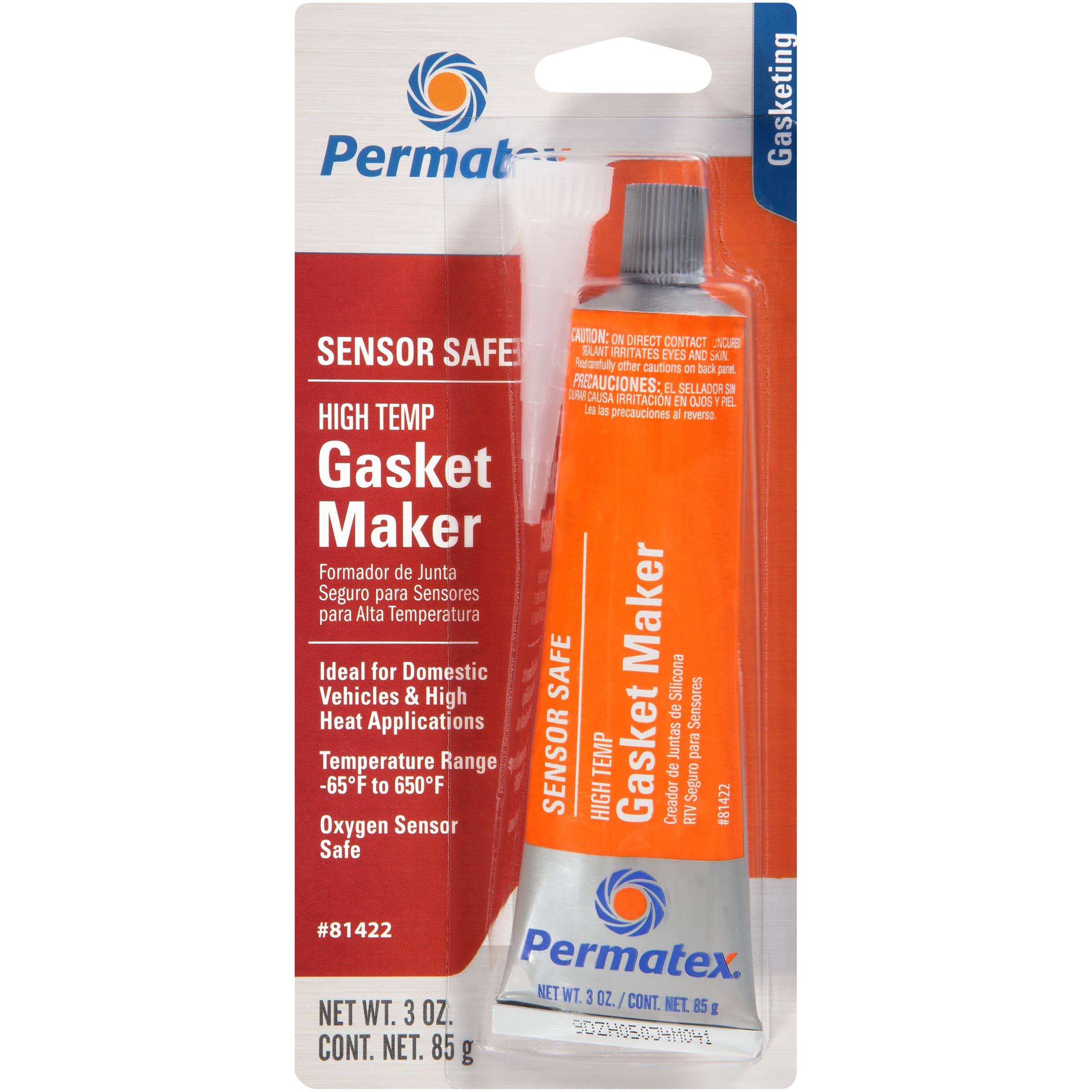 Permatex 81422 Sensor-Safe High-Temperature RTV Silicone Gasket Maker - 3 oz Tube - Black - O2 Sensor Compatible - For Automotive Engine Gaskets, Valve Covers & Exhaust Manifolds