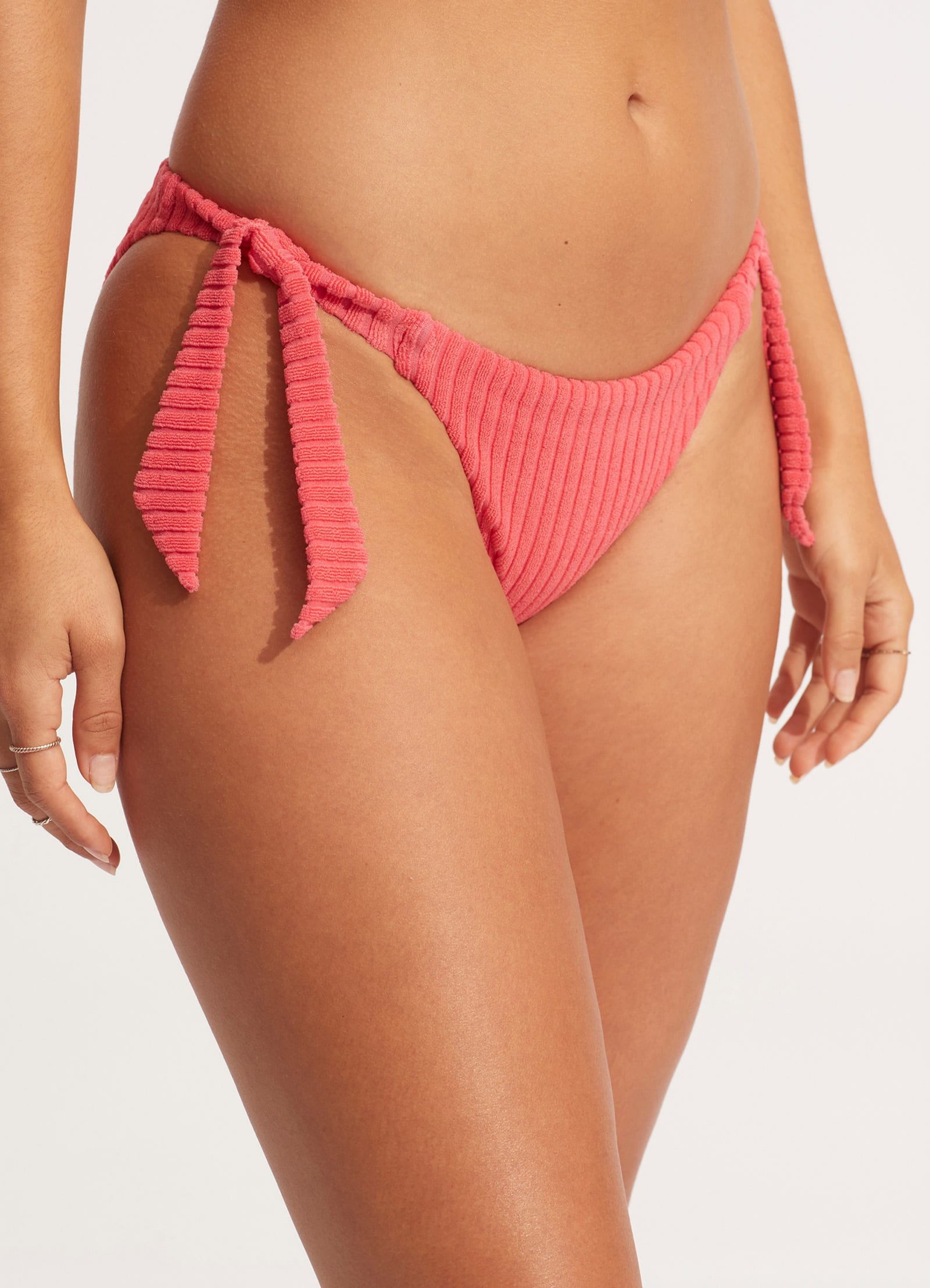 Havana Hipster Tie Side Bikini Bottom - Sun Kissed Coral - Perfect for Beach Vacations & Pool Parties