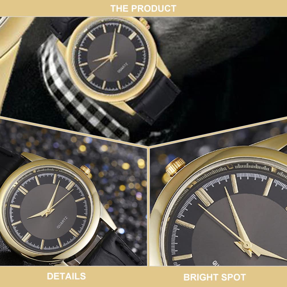 **Men's Black Leather Strap Watch - Stainless Steel Wrist Watch for Men | Casual, Business & Holiday Wear**