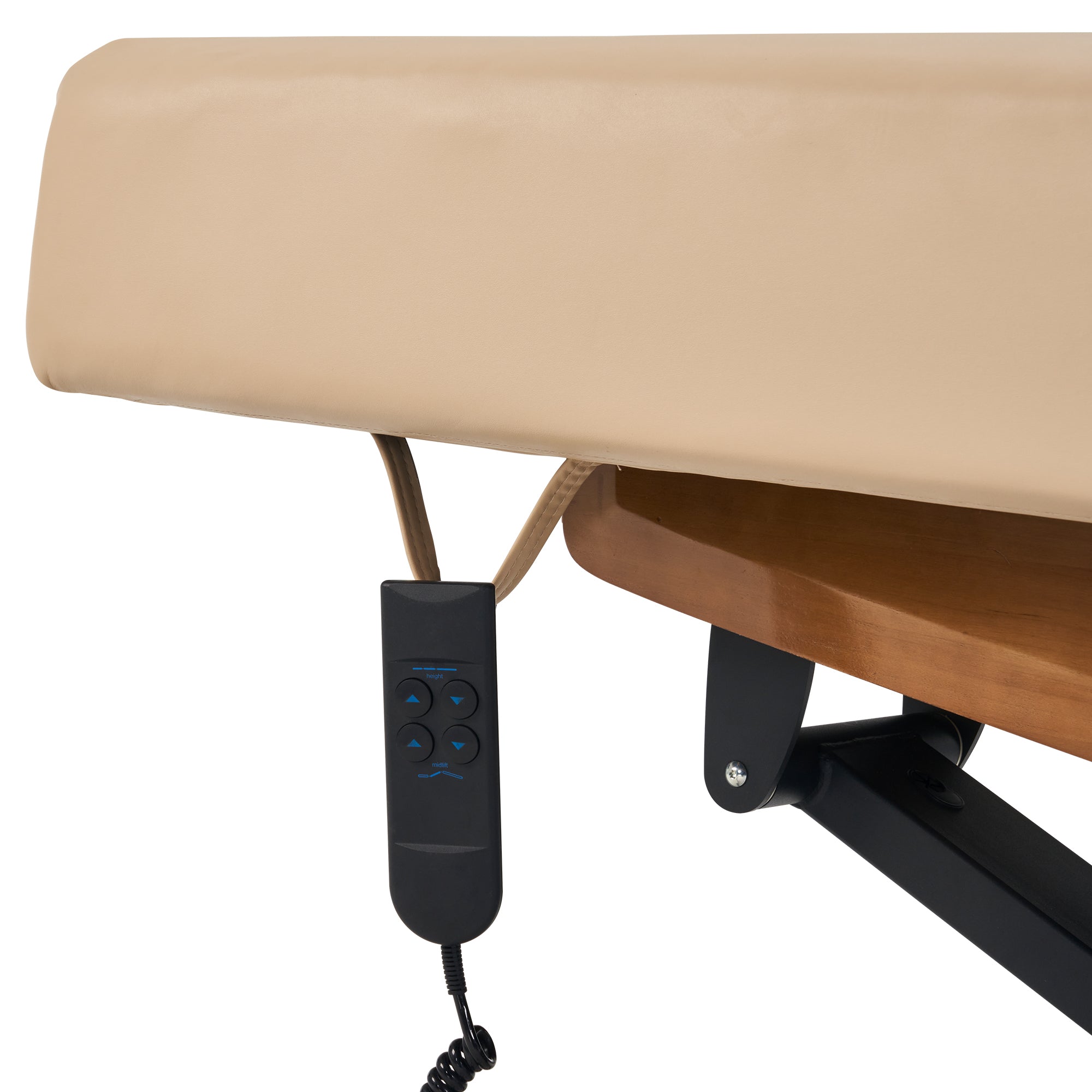 Atlas Liftback Electric Massage Table - Oak Base with Cream Top & Interchangeable Black Upholstery for Spa, Salon & Professional Use | Portable Massage Bed for Therapists, Chiropractors & Home Relaxation