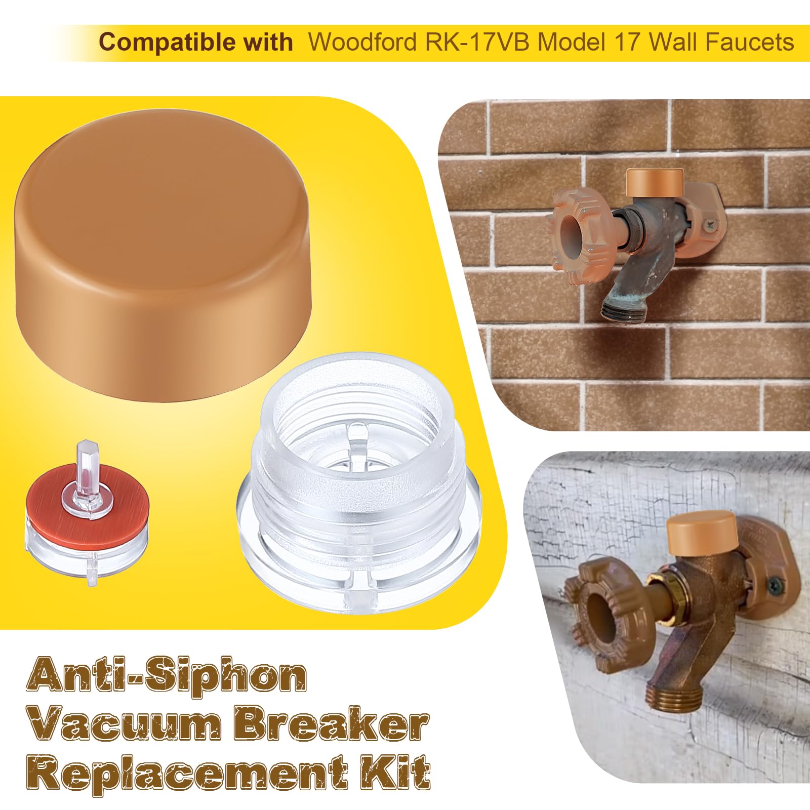 2 Pack Vacuum Breaker Float Kit - Compatible with Woodford RK-17VB Model 17 Wall Faucets | Anti-Siphon Valve Repair Replacement Parts for Outdoor Faucets, Garden Hose Bibbs & Irrigation Systems