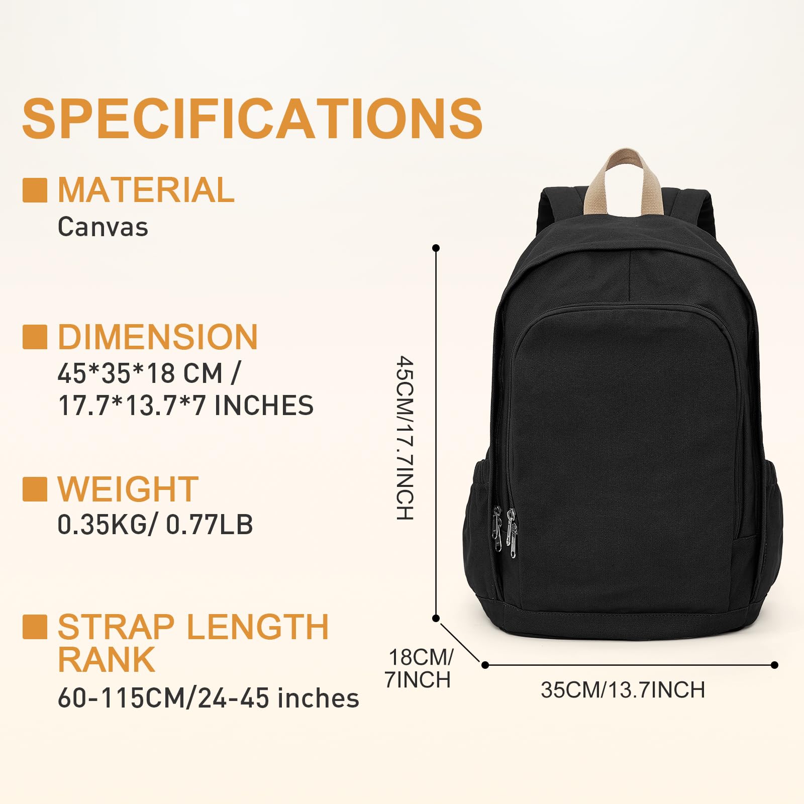 Stylish Unisex Canvas Backpack for School & College - Lightweight Bookbag for Teens, Women & Men - Durable Daypack for Students, Commuting & Travel - Perfect for Everyday Use, Campus Life & Outdoor Adventures
