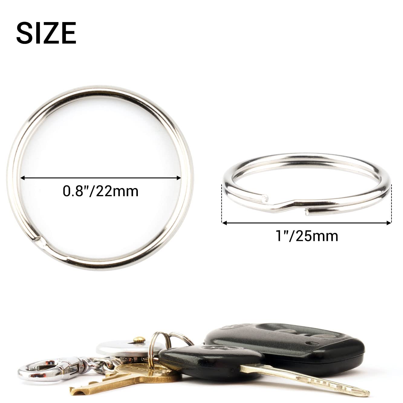 200pcs 1 Inch Metal Split Key Rings for Keychains, Crafts & Lanyards