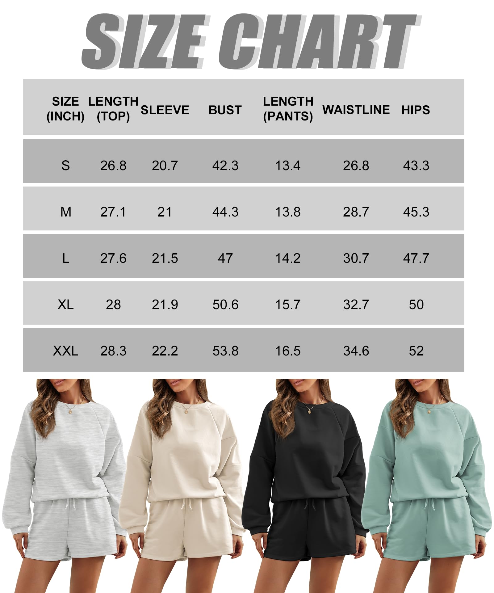 Women's 2-Piece Oversized Sweatsuit Set - 2024 Fashion Lounge Wear with Long Sleeve Sweatshirt & Shorts Matching Outfit with Pockets | Comfy Homewear, Casual Street Style & Gym Co-ords