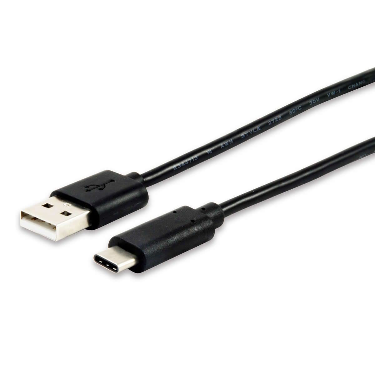 Premium 1m USB A to USB C Cable - Fast Charging & Data Sync, Male to Male, Black, Nickel Plated - Perfect for Smartphones, Tablets & Laptops