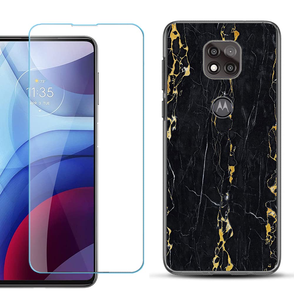 Slim TPU Case for Motorola Moto G Power 2021 - Marble/Gold/Black | Shockproof & Screen Protection | Everyday Use