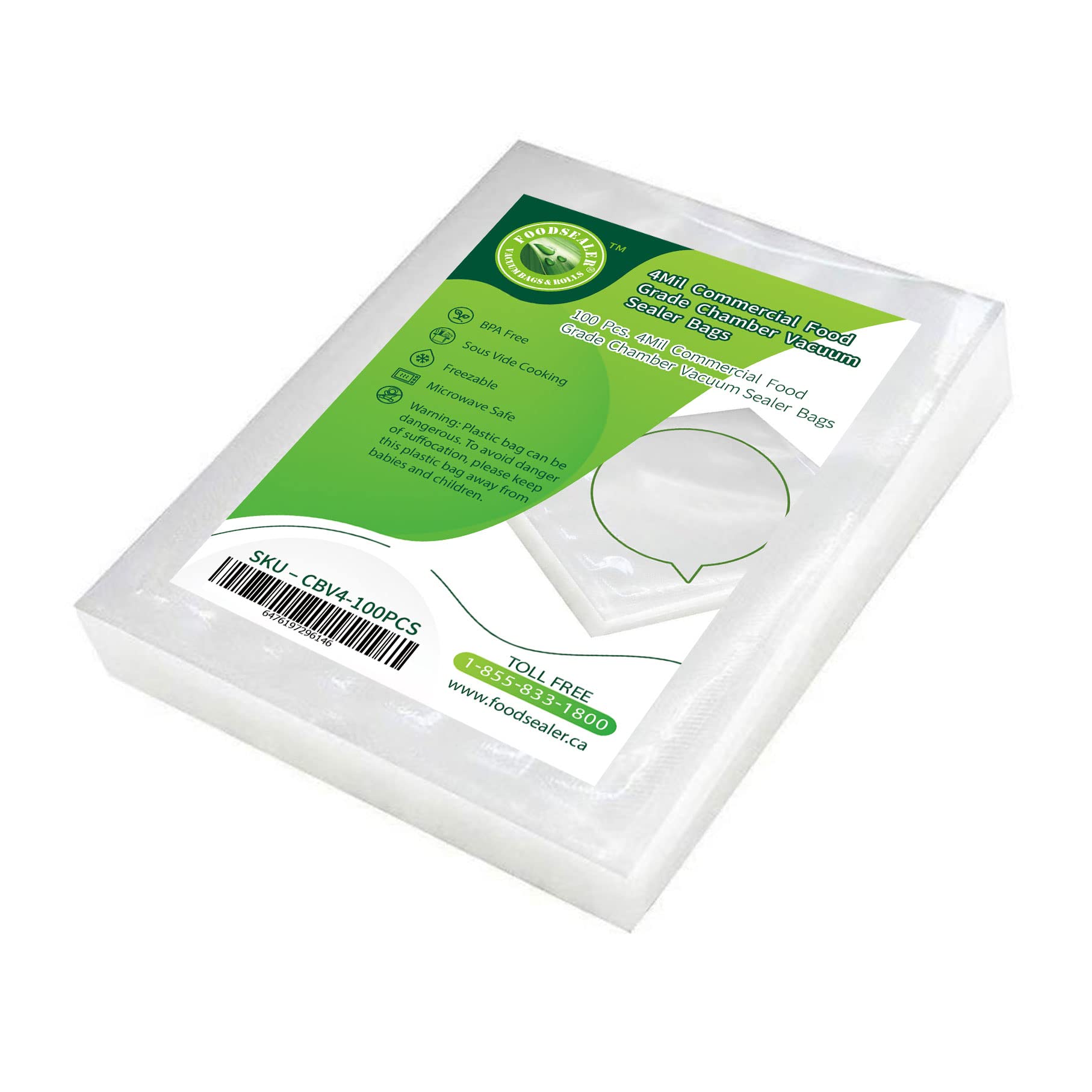 BPA-Free 4 Mil 8x12 Inch Chamber Vacuum Sealer Bags - 200 Pack Food Grade Sous Vide Cooking Bags, Commercial Grade Flat Pouches for Vacuum Sealing, Meal Prep & Long-Term Food Storage