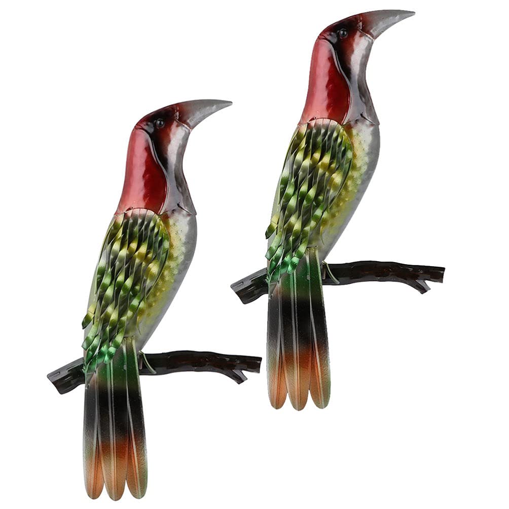 Vintage Metal Wall Art Decor - 2pcs Garden Hanging Bird Statue, Outdoor Animal Sculpture Sign for Bedroom, Backyard & Home Decor | Perfect for Farmhouse, Patio & Garden Decoration