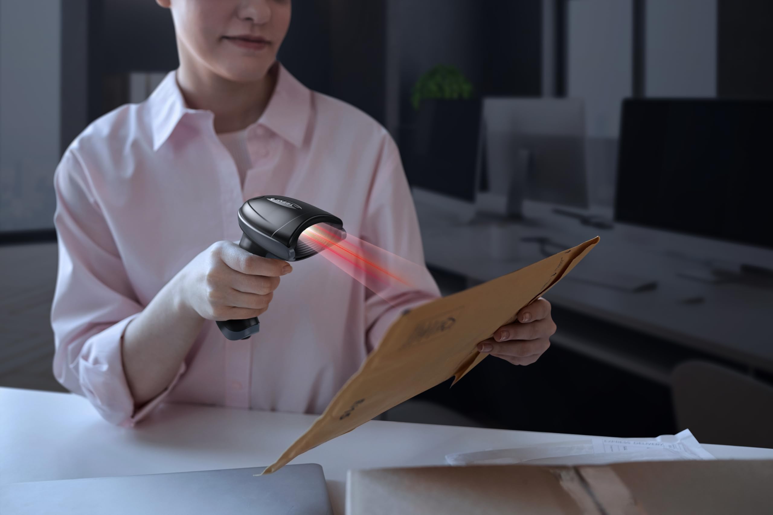 TEEMI 1D 2D Bluetooth Barcode Scanner - Wireless QR Code Reader with USB Charging Cradle | Omnidirectional Scanning for Driver's License, Digital Coupons & Postal OCR | Perfect for Retail Stores, Warehouses & Inventory Management
