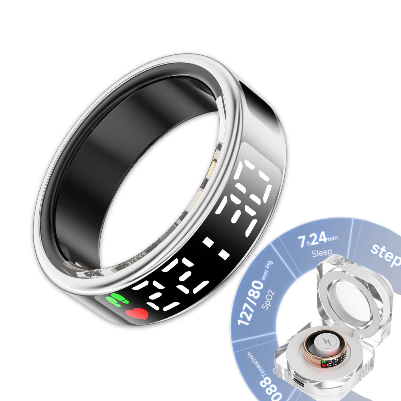 Smart Fitness Ring with Heart Rate & Sleep Tracker - IP68 Waterproof for Active Lifestyles
