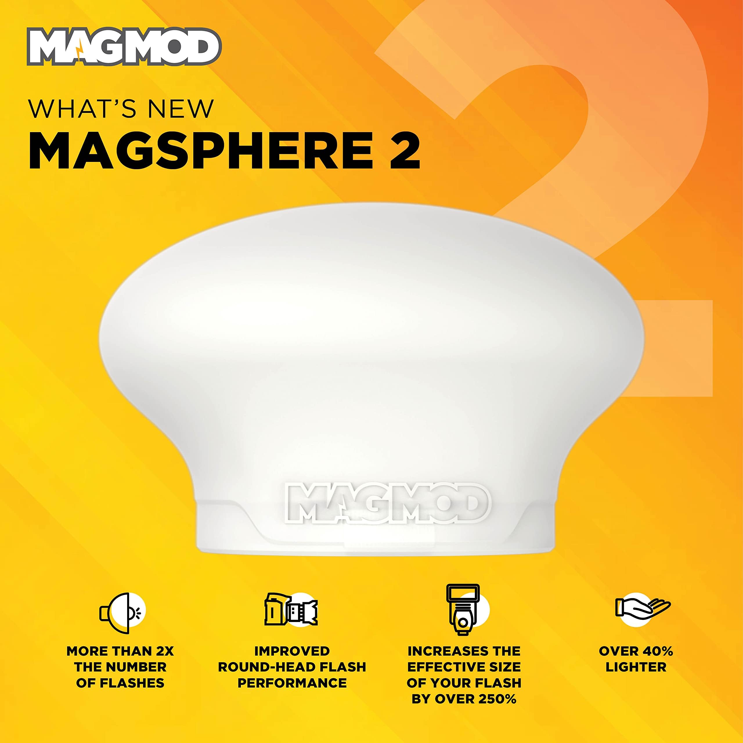 MagMod MagSphere 2 & MagGrip 2 Camera Flash Diffuser Kit - Magnetic Speedlight Modifier for Professional Photography - Perfect for Portrait, Studio, and Outdoor Lighting