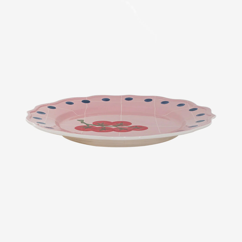 Bitossi Home Quadri Round Platter in Rosa - Elegant Ceramic Serving Dish for Appetizers, Desserts & Entertaining