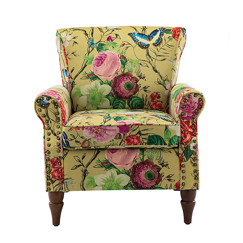 Artemisa Modern Floral Pattern Upholstered Armchair - Comfortable Living Room Accent Chair for Home Office & Lounge Decor